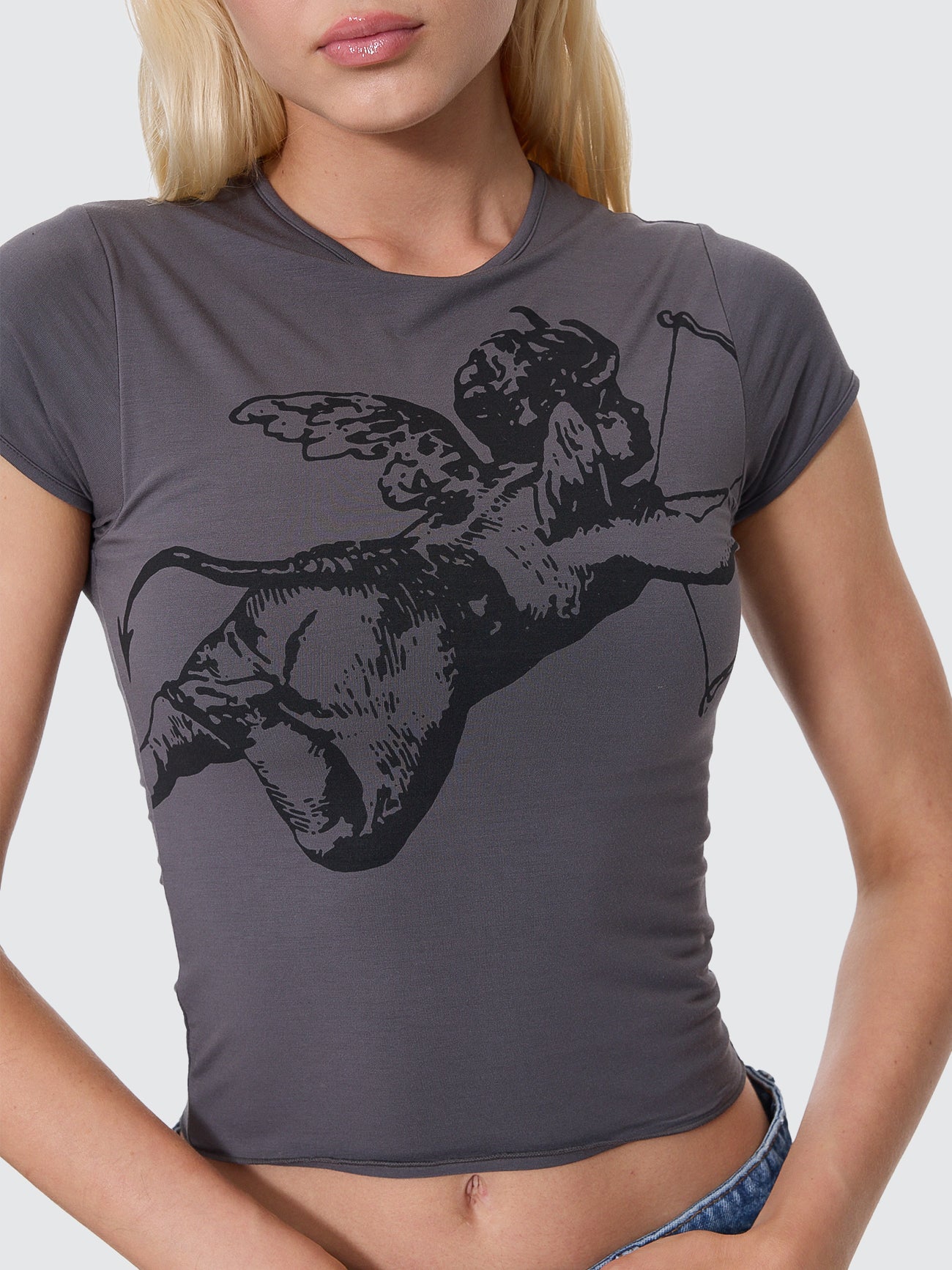 Cherub Cap Sleeve Top - Worn Black 4