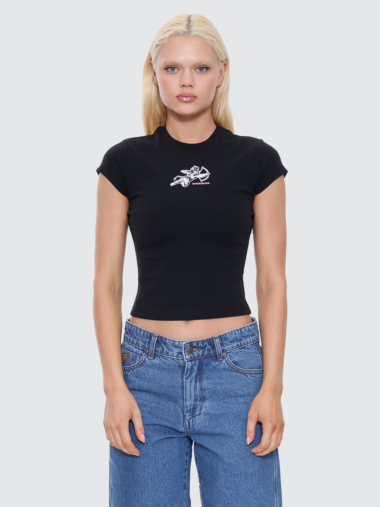 Cherub Cap Sleeve Tee - Black 4