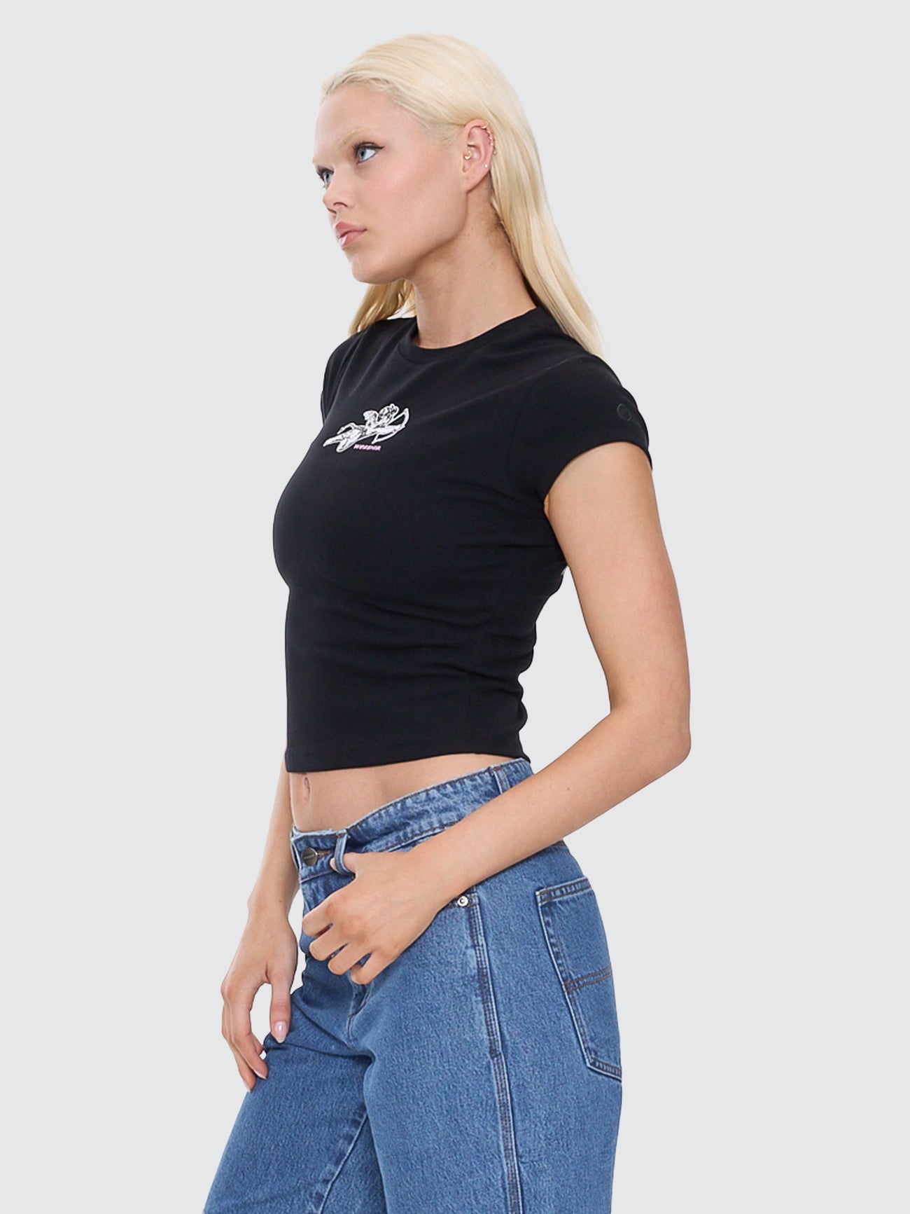 Cherub Cap Sleeve Tee - Black 4