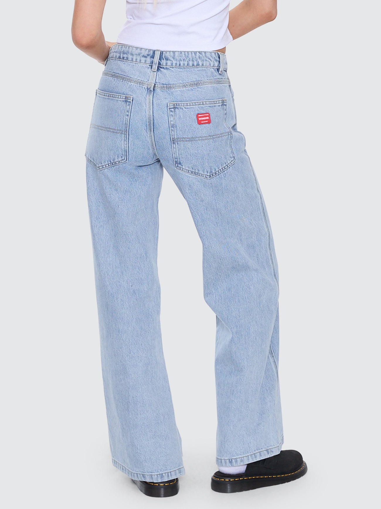 Sweeper Wide Leg Jean - Worship Worn Blue 4