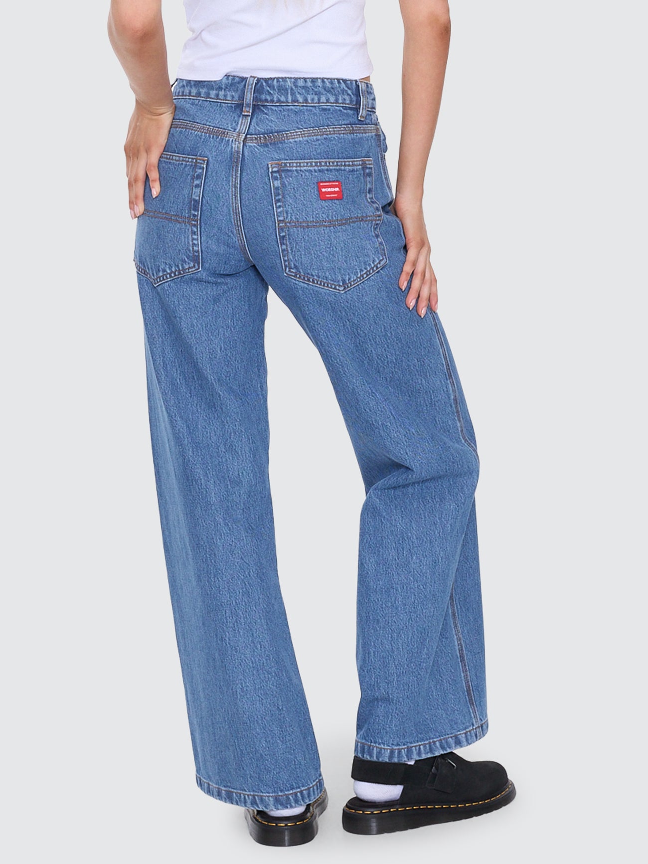 Sweeper Wide Leg Jean - Worship Worn Blue 4