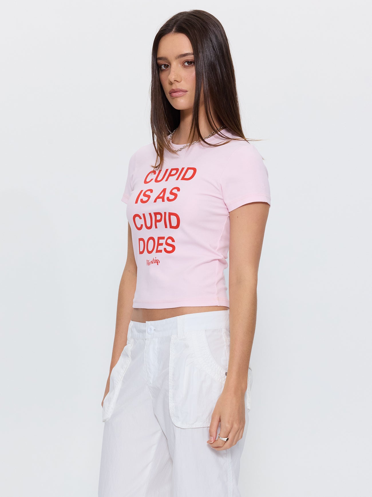 Cupid Is Slim Fit Tee - Pink
