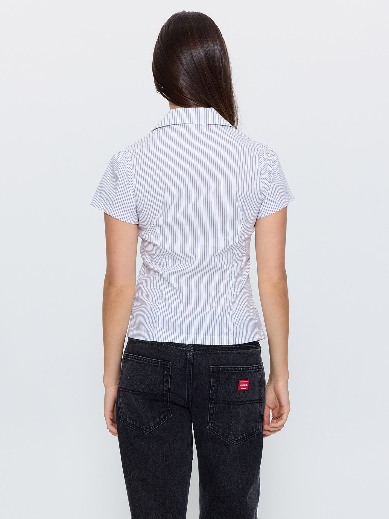 Truant Baby Short Sleeve Shirt - White Pinstripe