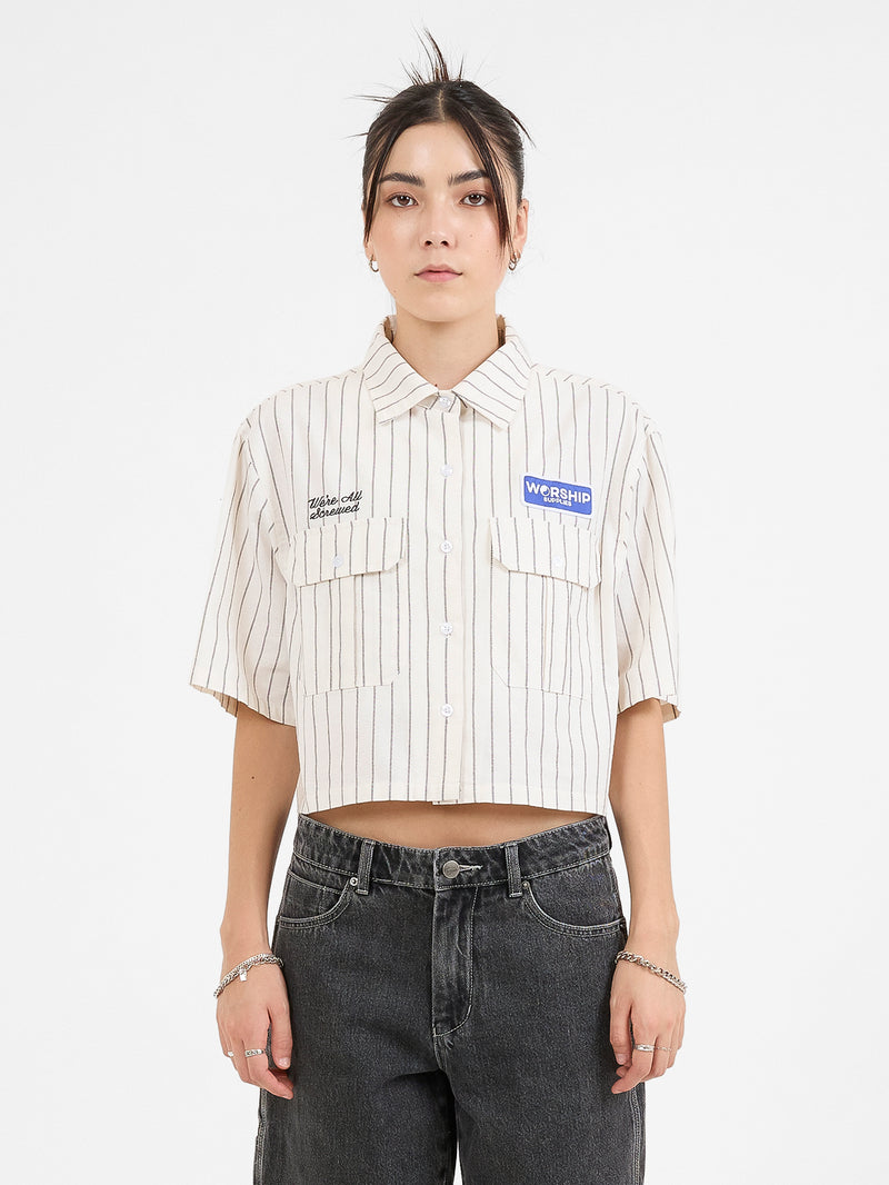 Screwed Box Fit Work Shirt - Bone 4