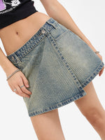 Vexed Denim Mini Skirt - Garbage Grime Blue