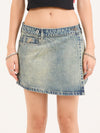 Vexed Denim Mini Skirt - Garbage Grime Blue