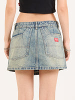 Vexed Denim Mini Skirt - Garbage Grime Blue