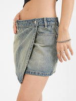 Vexed Denim Mini Skirt - Garbage Grime Blue