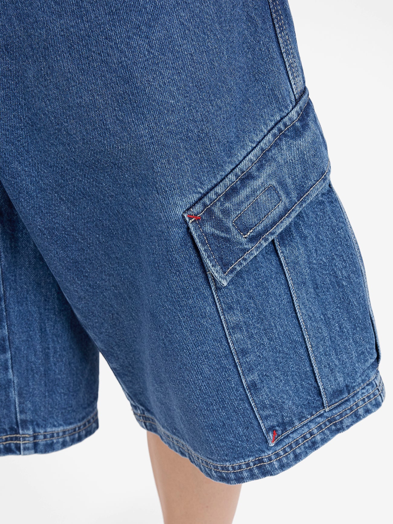 Playtime Big Kitty Cargo Denim Short - Worn Blue Rinse 4