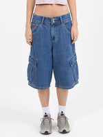 Playtime Big Kitty Cargo Denim Short - Worn Blue Rinse 4