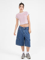 Playtime Big Kitty Cargo Denim Short - Worn Blue Rinse 4