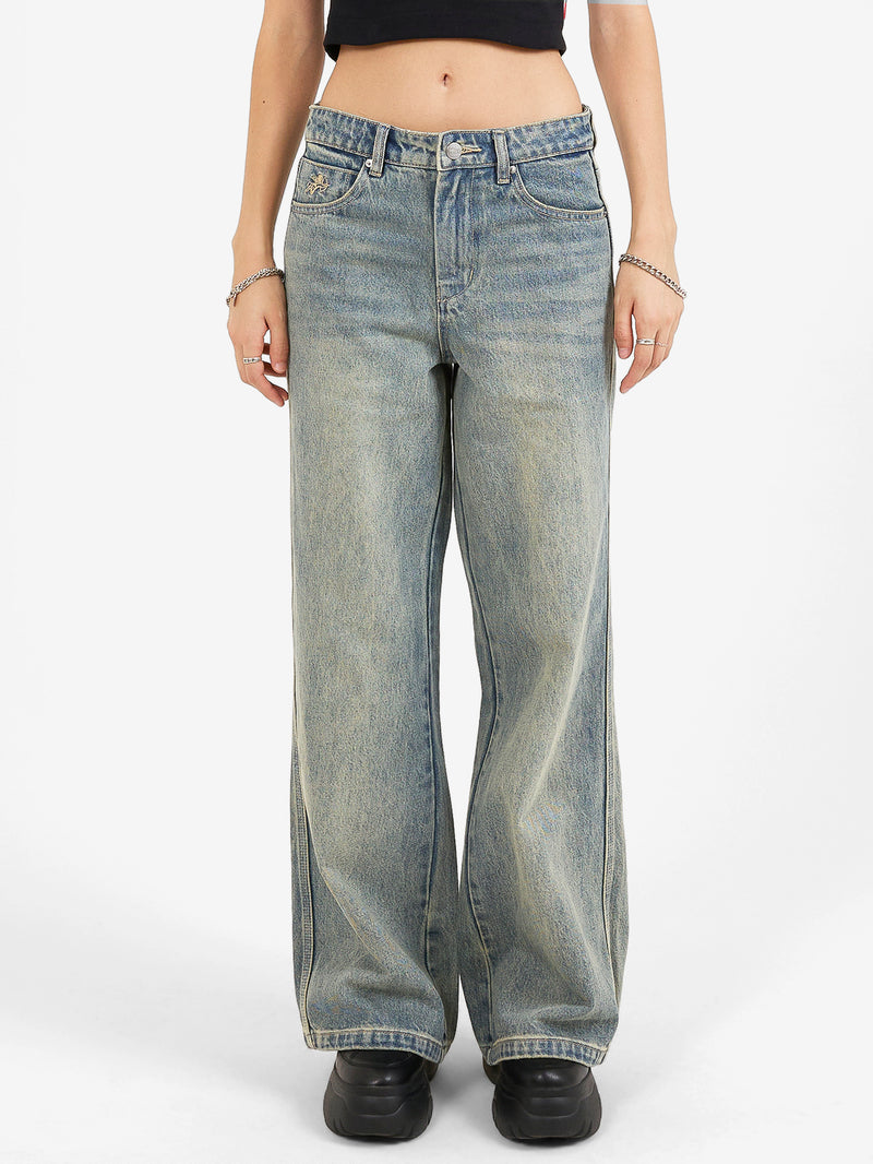 Sweeper Wide Leg Jean - Garbage Grime Blue 4