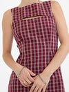 Motley Plaid Shift Dress - Wine 4