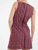 Motley Plaid Shift Dress - Wine 4