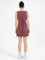 Motley Plaid Shift Dress - Wine 4