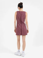 Motley Plaid Shift Dress - Wine 4