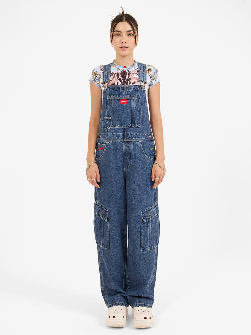 Playtime Cargo Denim Overall - Worn Blue Rinse 4