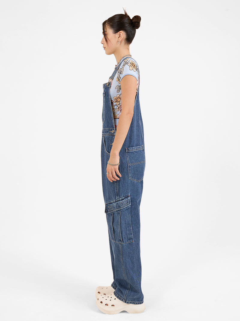 Playtime Cargo Denim Overall - Worn Blue Rinse 4