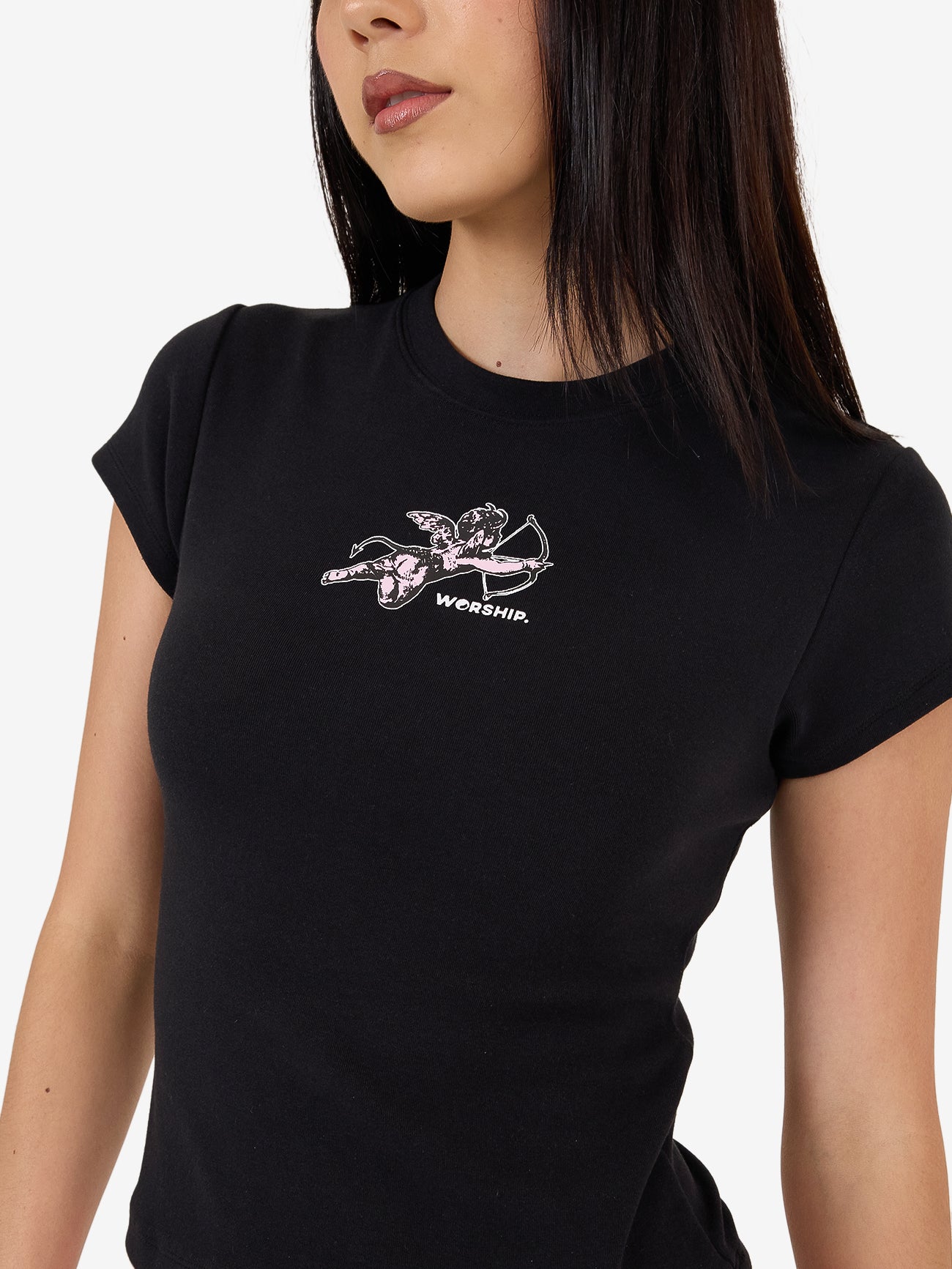 Cherub Cap Sleeve Tee - Black