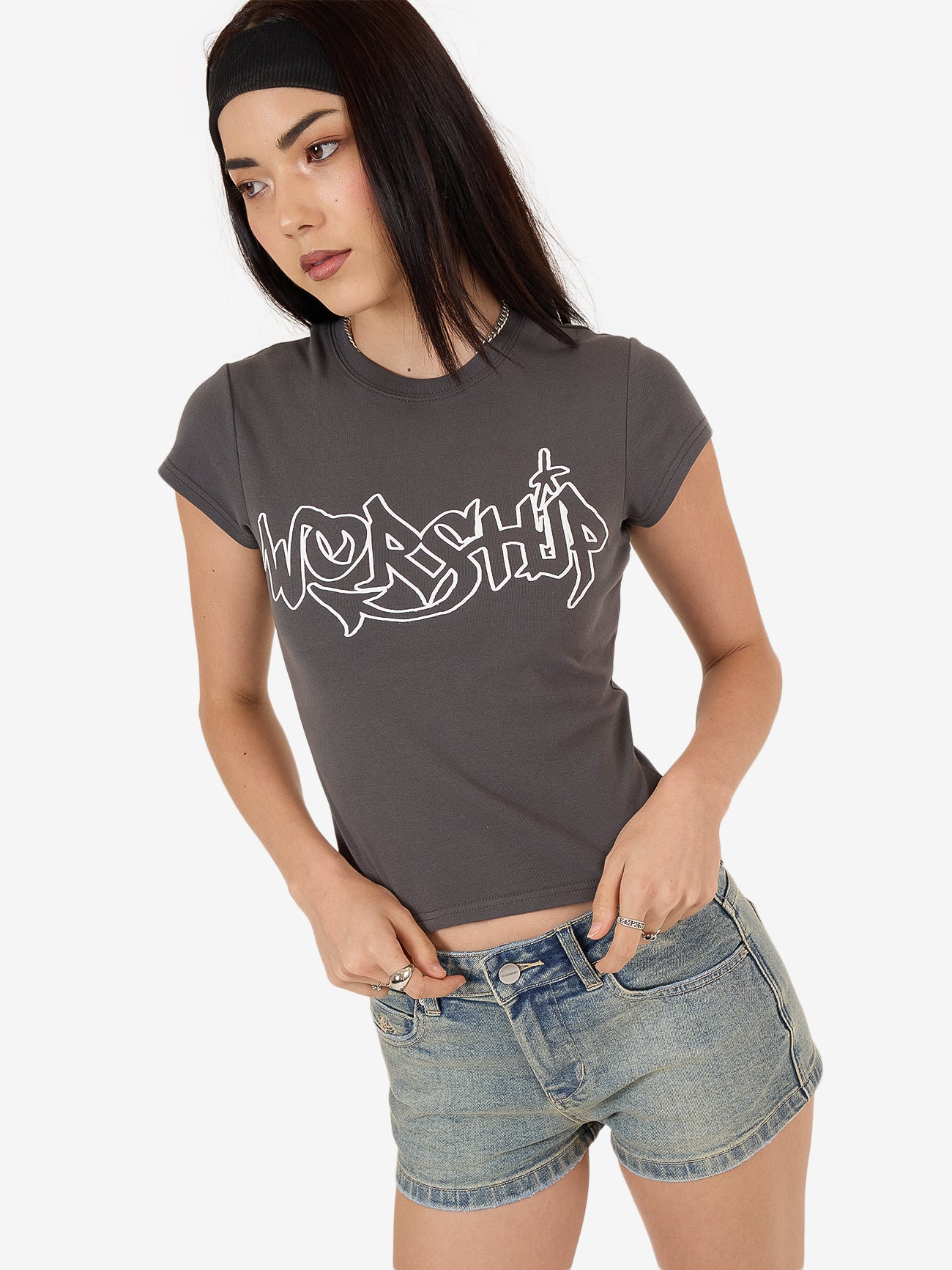 Throws Cap Sleeve Tee - Worn Black