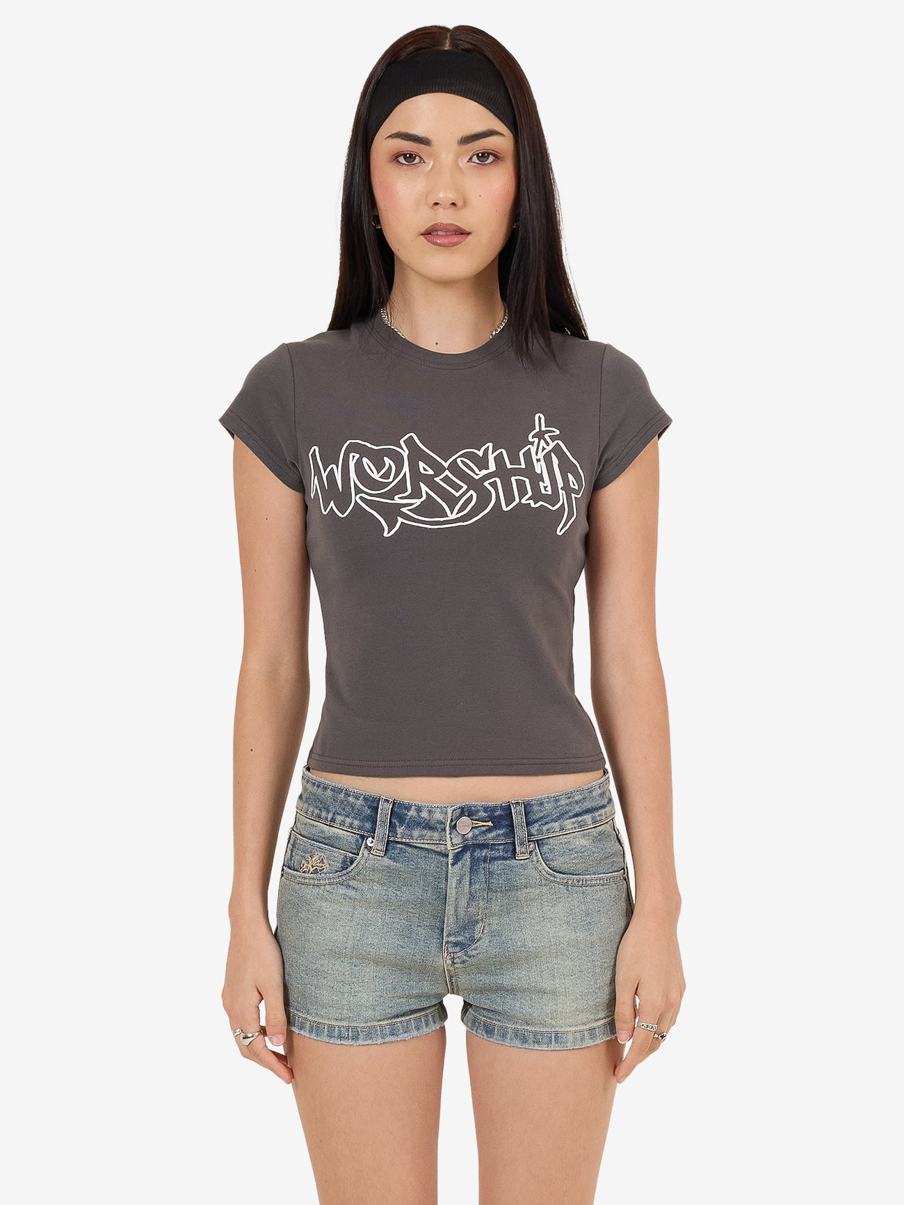 Throws Cap Sleeve Tee - Worn Black