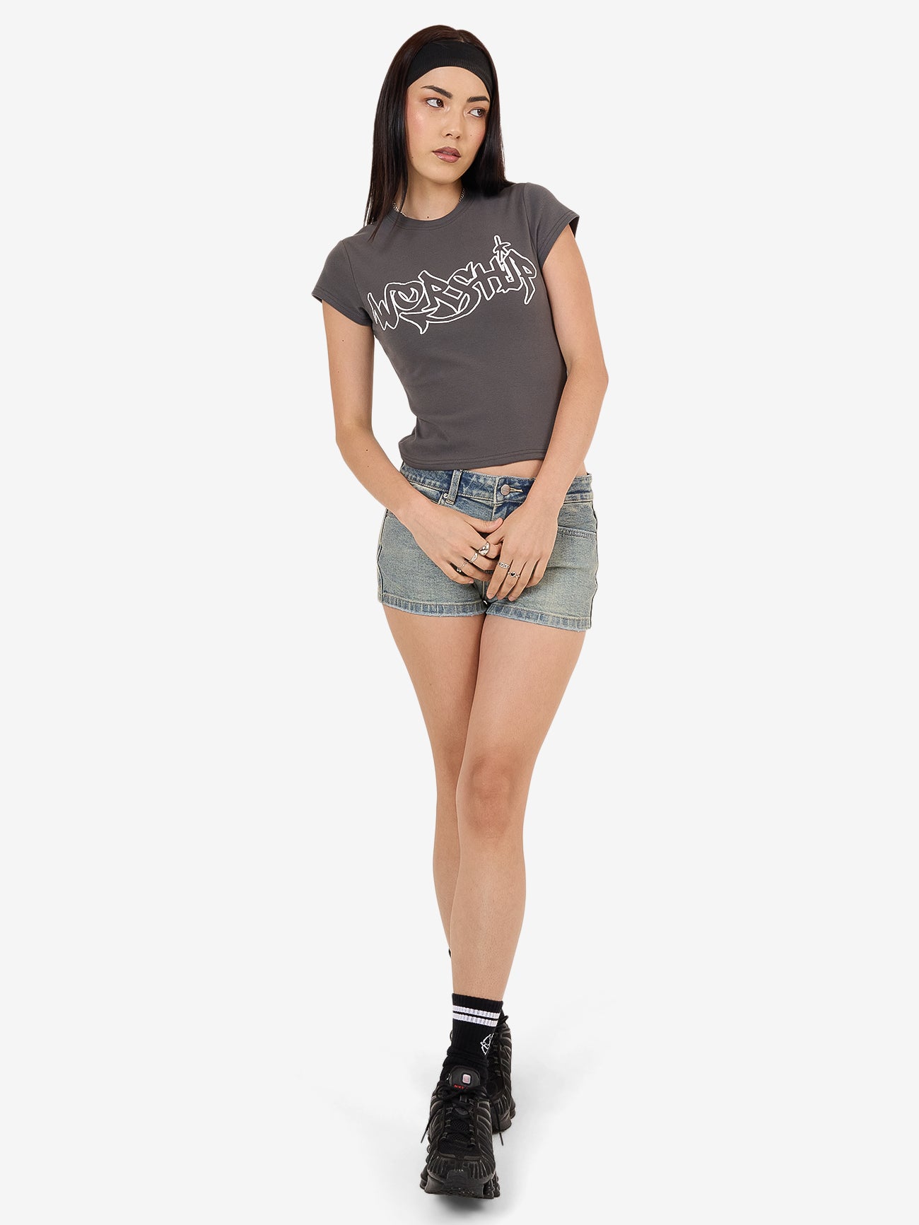Throws Cap Sleeve Tee - Worn Black
