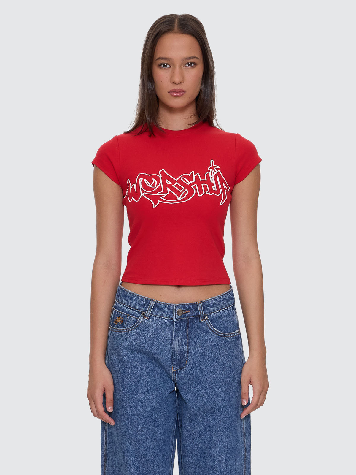 Throws Cap Sleeve Tee - Lucky Red