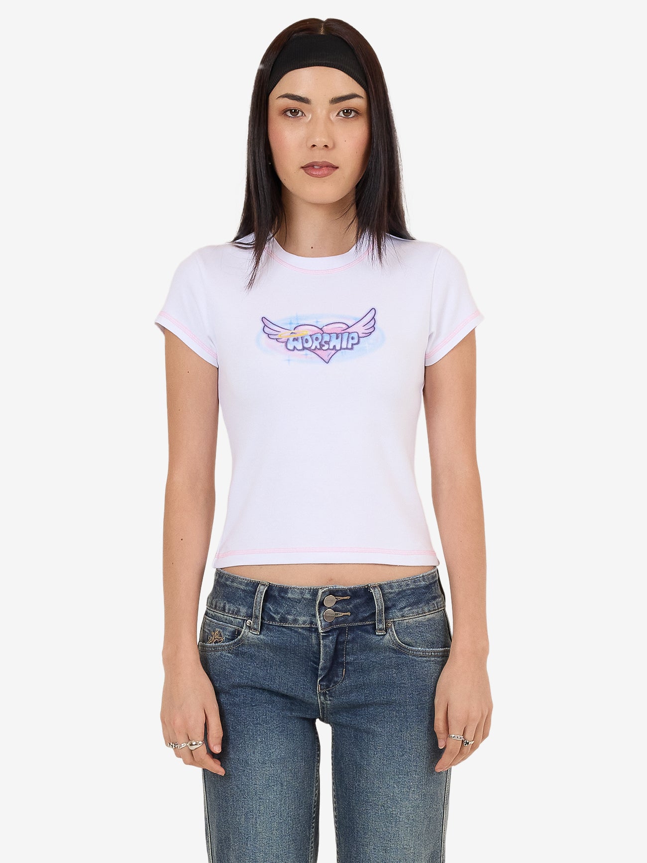 Not Your Angel Cap Sleeve Tee - White