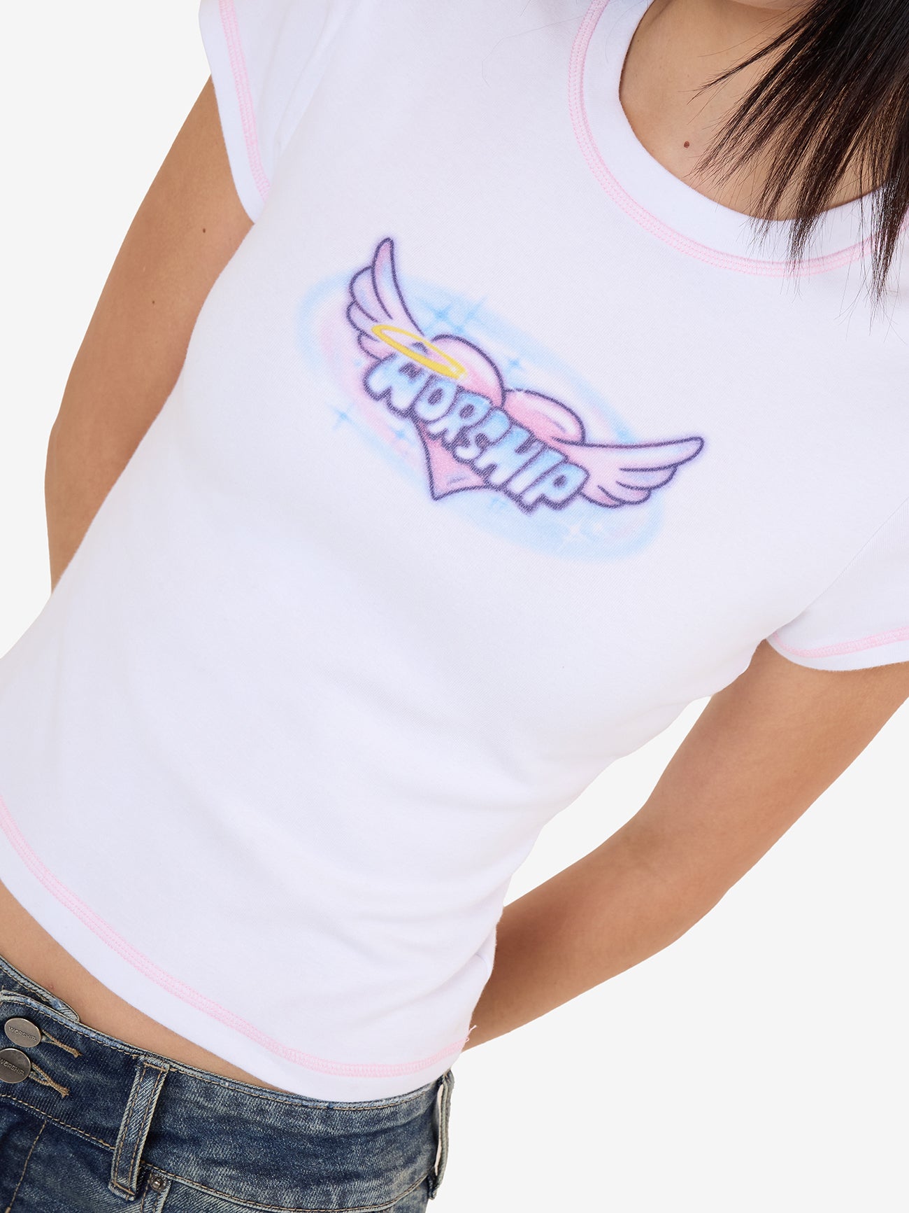 Not Your Angel Cap Sleeve Tee - White