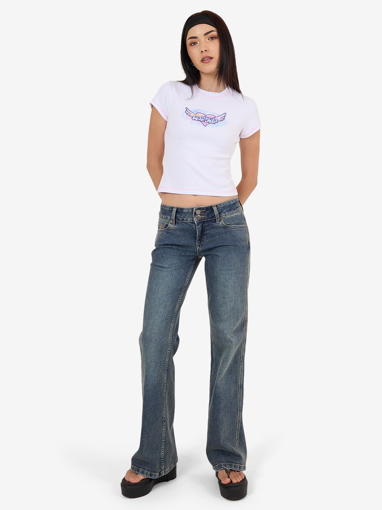 Not Your Angel Cap Sleeve Tee - White