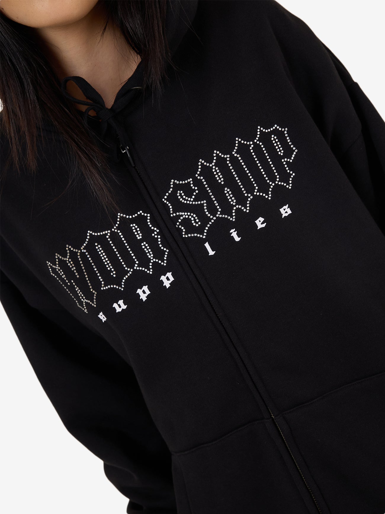 Glitz Zip Front Hood - Black 4