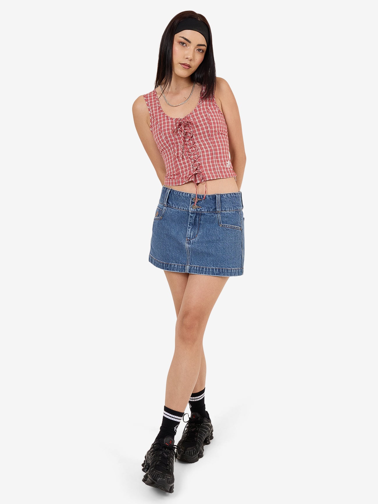 Impish Lace Up Top - Cherry Red 4