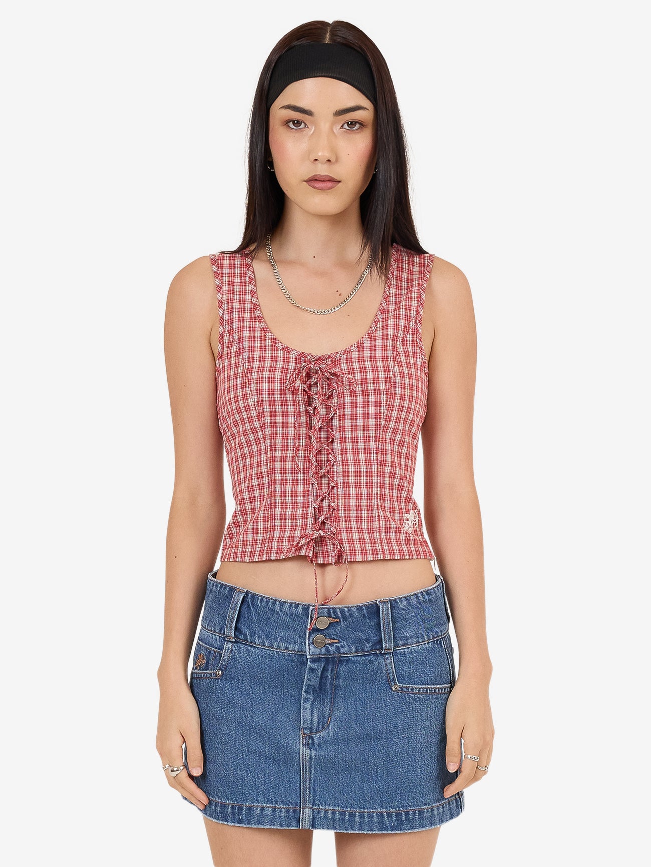 Impish Lace Up Top - Cherry Red 4