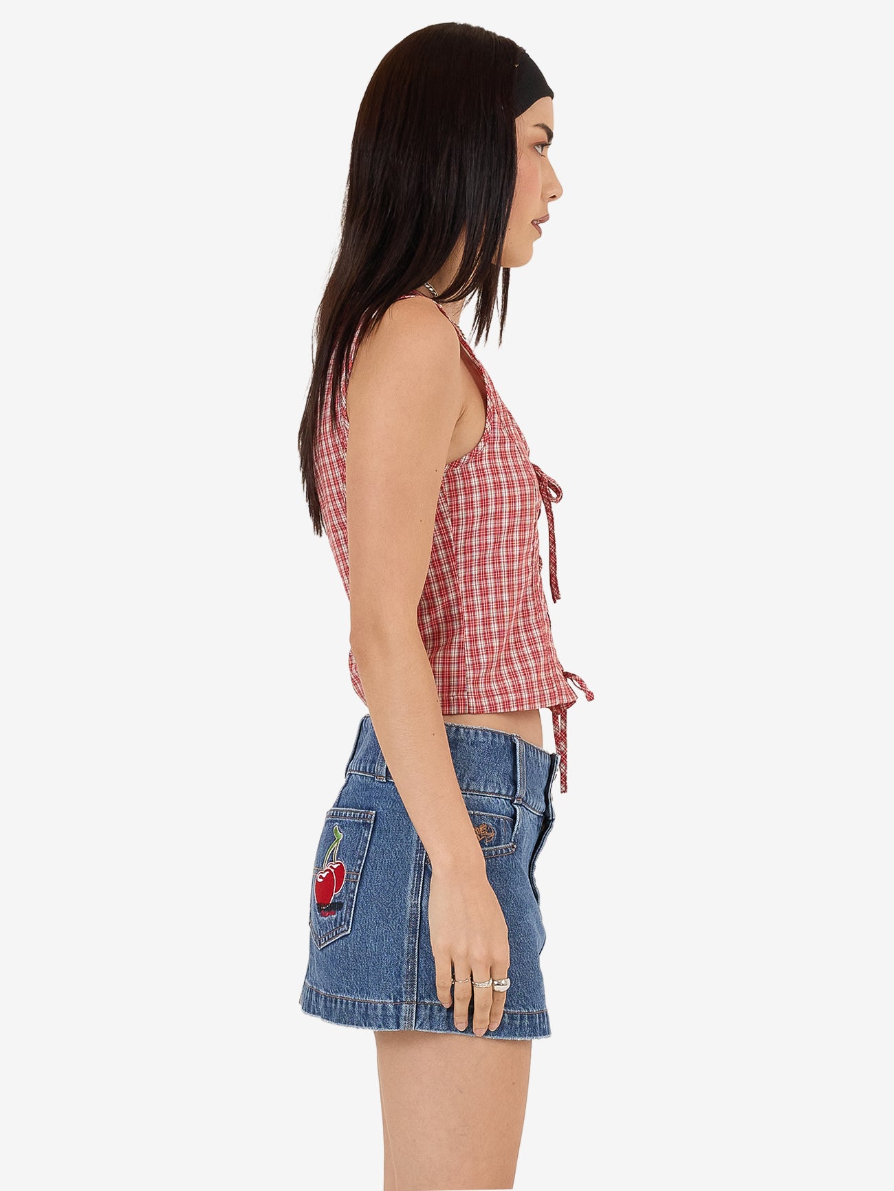 Impish Lace Up Top - Cherry Red 4