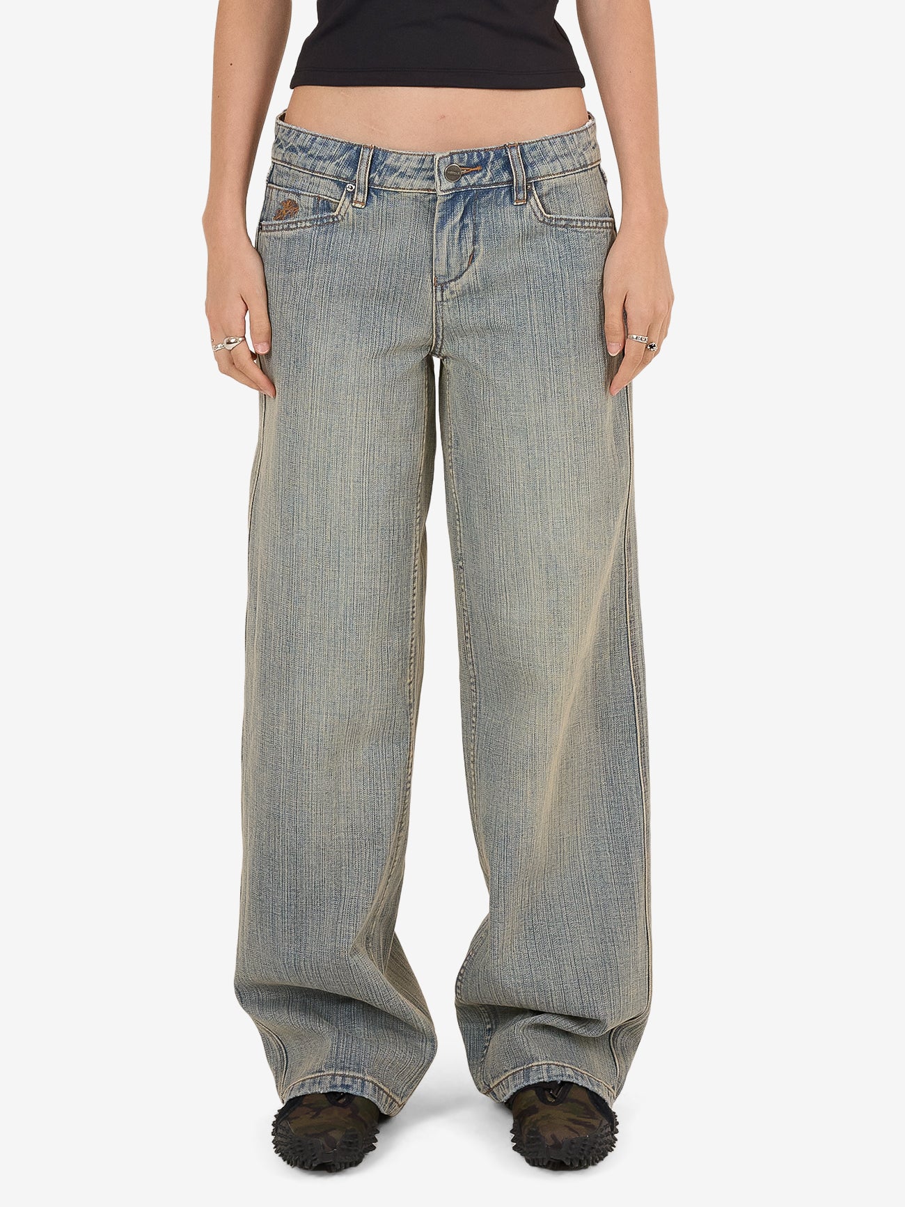 Baggy Low Rider Jean - Dirty Streaky Fade 4