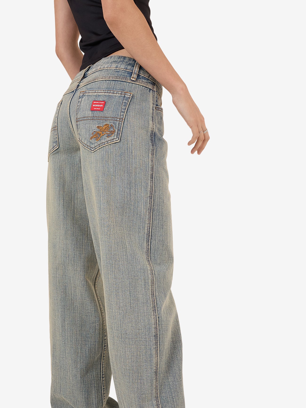 Baggy Low Rider Jean - Dirty Streaky Fade 4