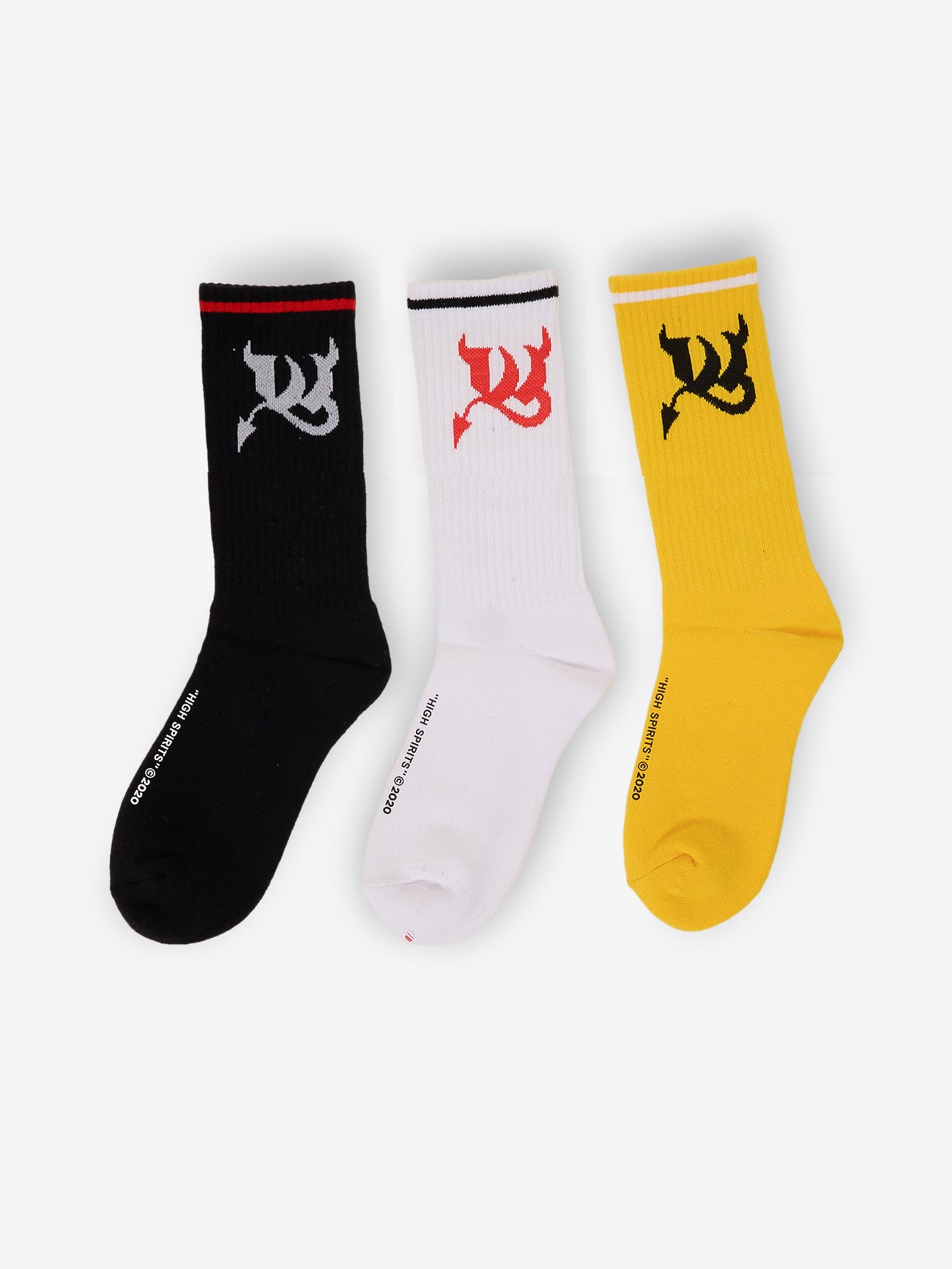 Devlish Sock 3 Pack - Yellow - White - Black One Size