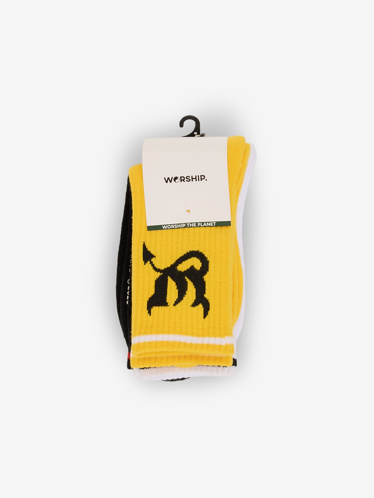 Devlish Sock 3 Pack - Yellow - White - Black One Size