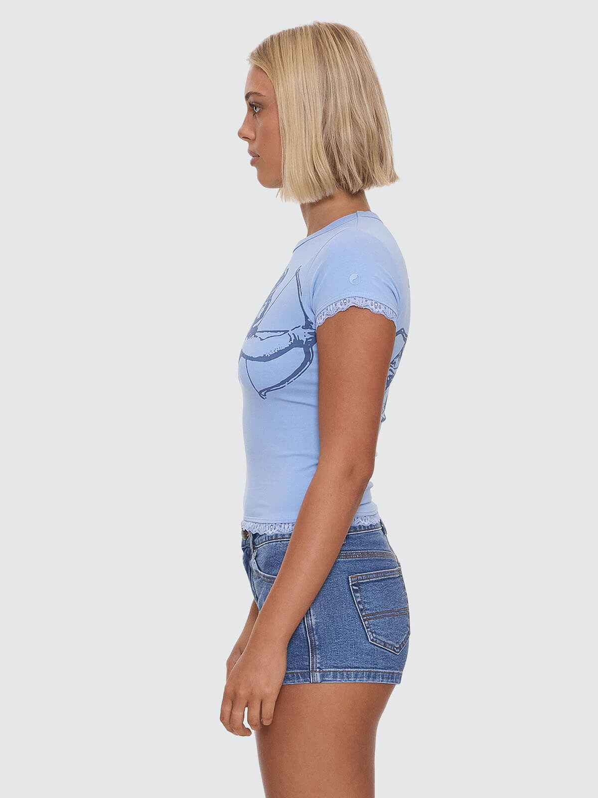 Cherub Lace Cap Sleeve Tee - Bell Air Blue 4