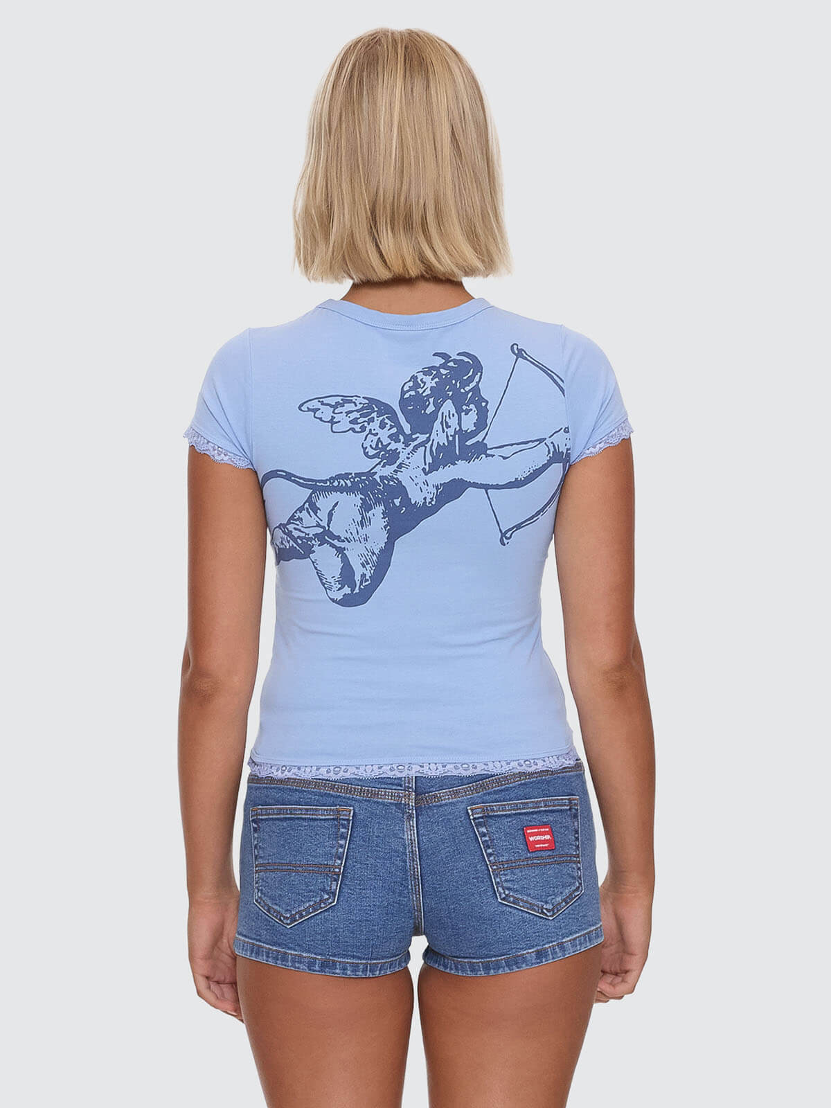 Cherub Lace Cap Sleeve Tee - Bell Air Blue 4