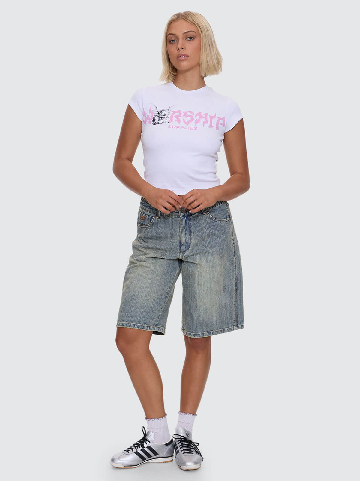 Horns Cap Sleeve Tee - White 4