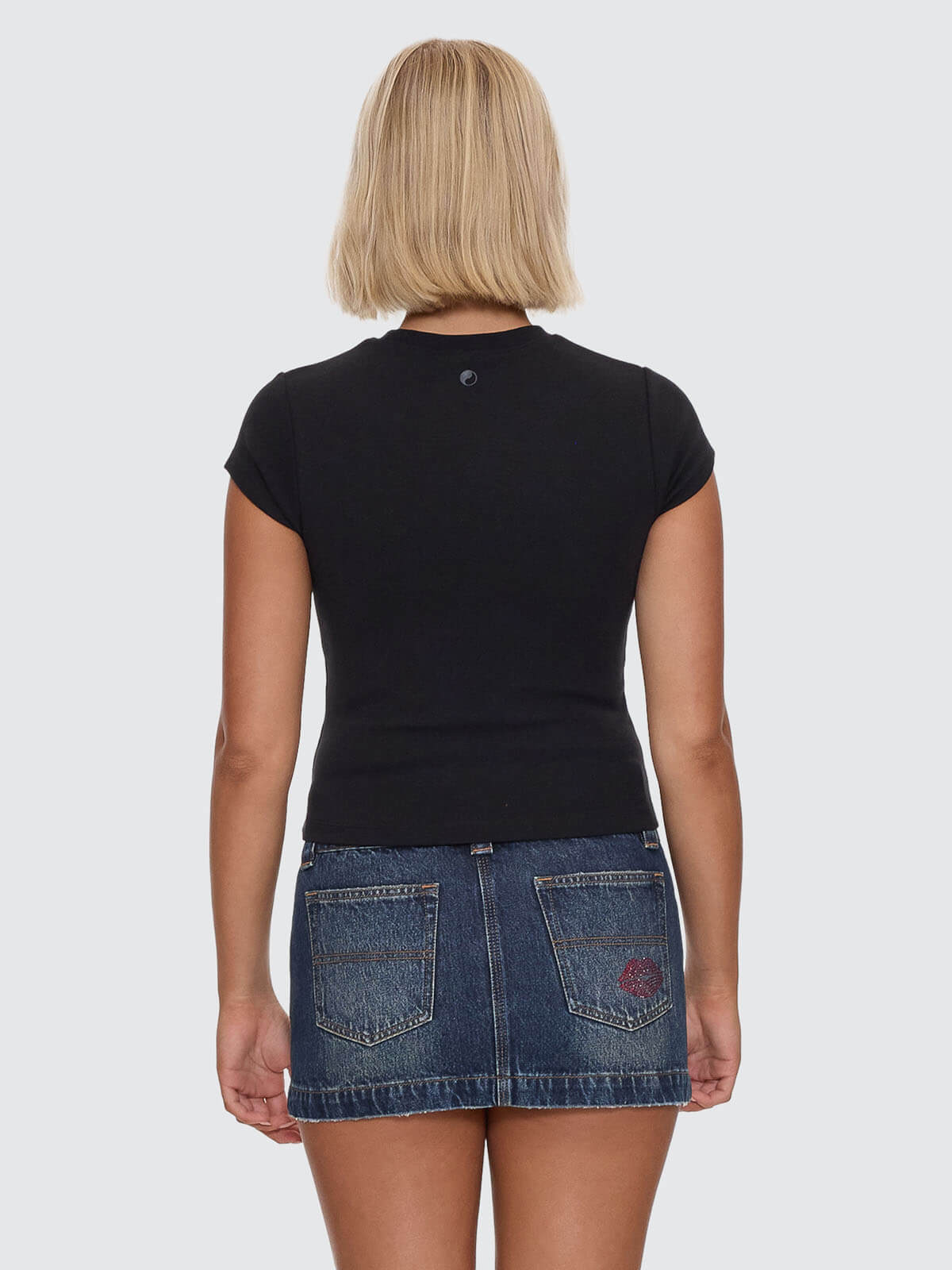 Kiss It Cap Sleeve Tee - Black 4