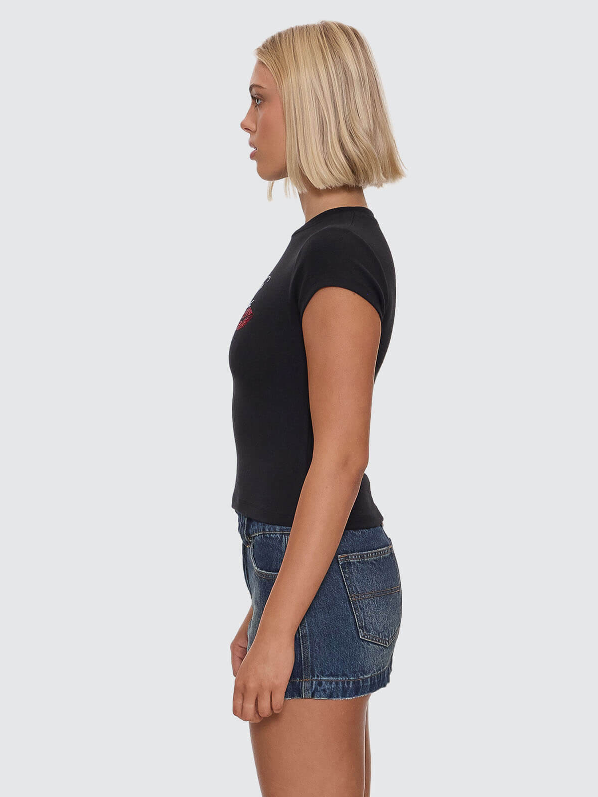 Kiss It Cap Sleeve Tee - Black 4