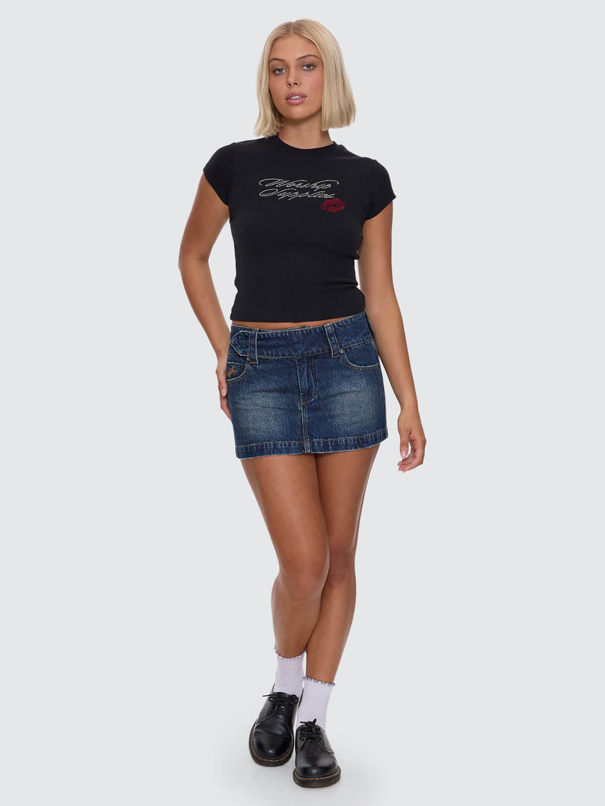 Kiss It Micro Skirt - Dirty Midnight Blue 4