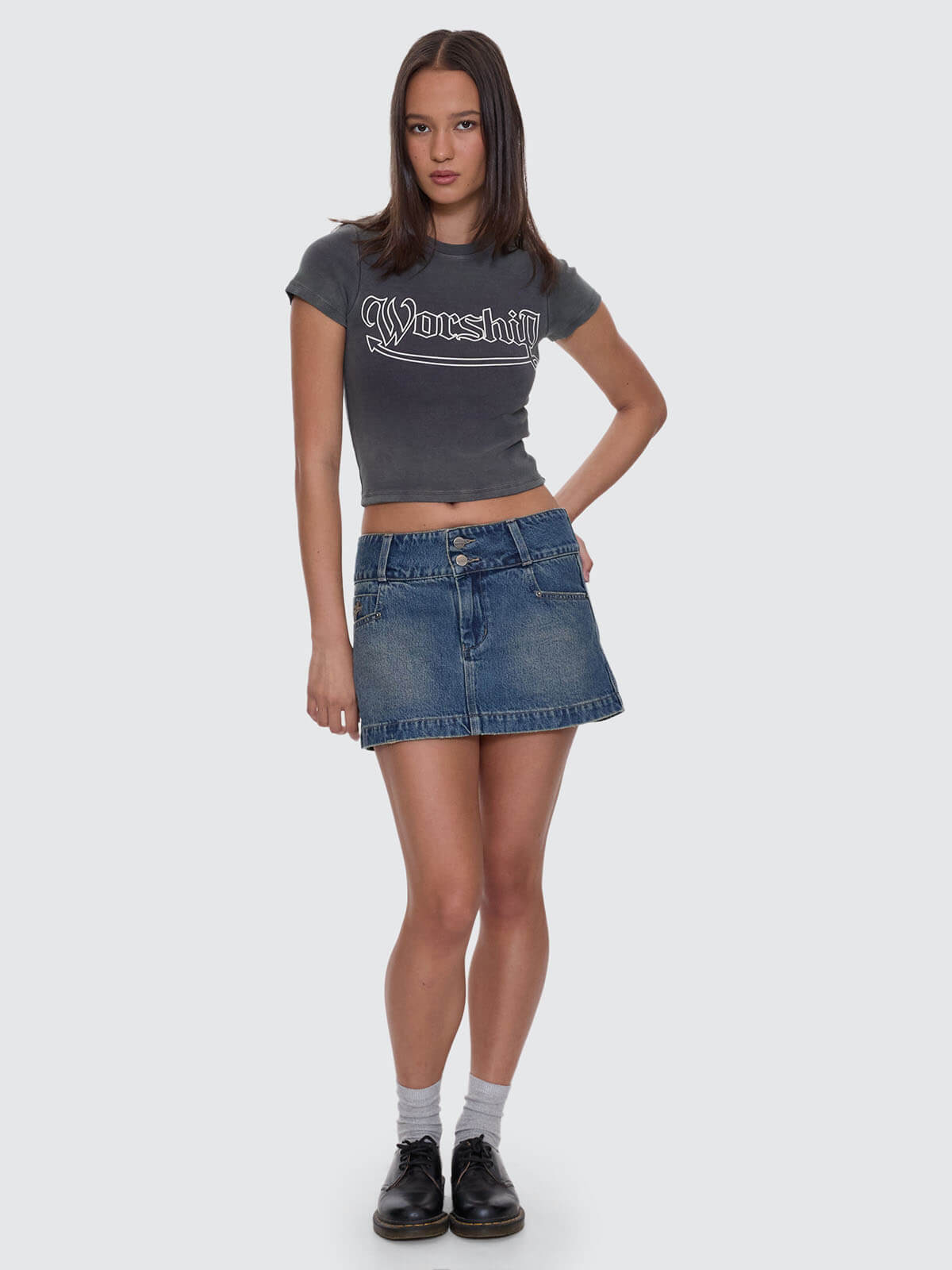 Devlish Micro Skirt - Dirty Mid Blue 4