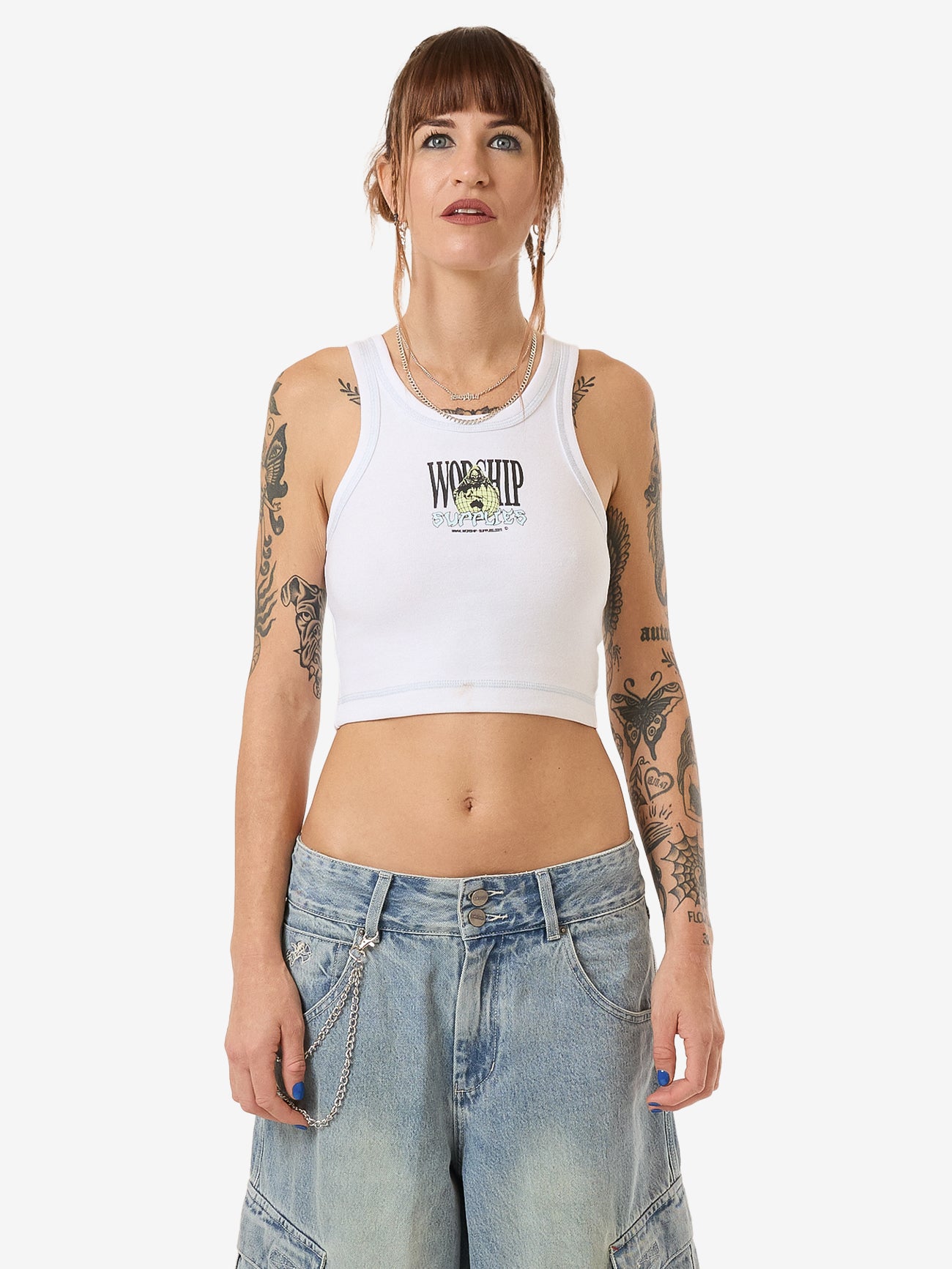 Domination Crop Sport Tank - White 4