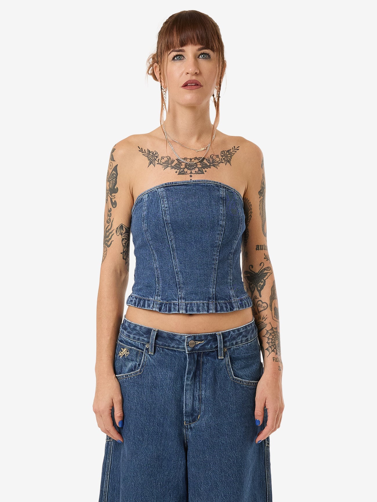 Blue Baby Denim Tube Top - Worn Blue Rinse 4