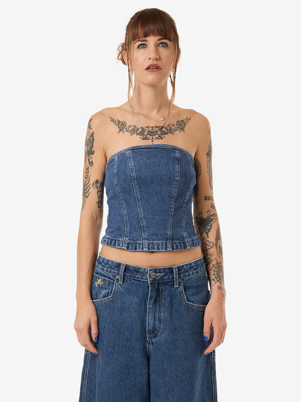 Blue Baby Denim Tube Top - Worn Blue Rinse 4