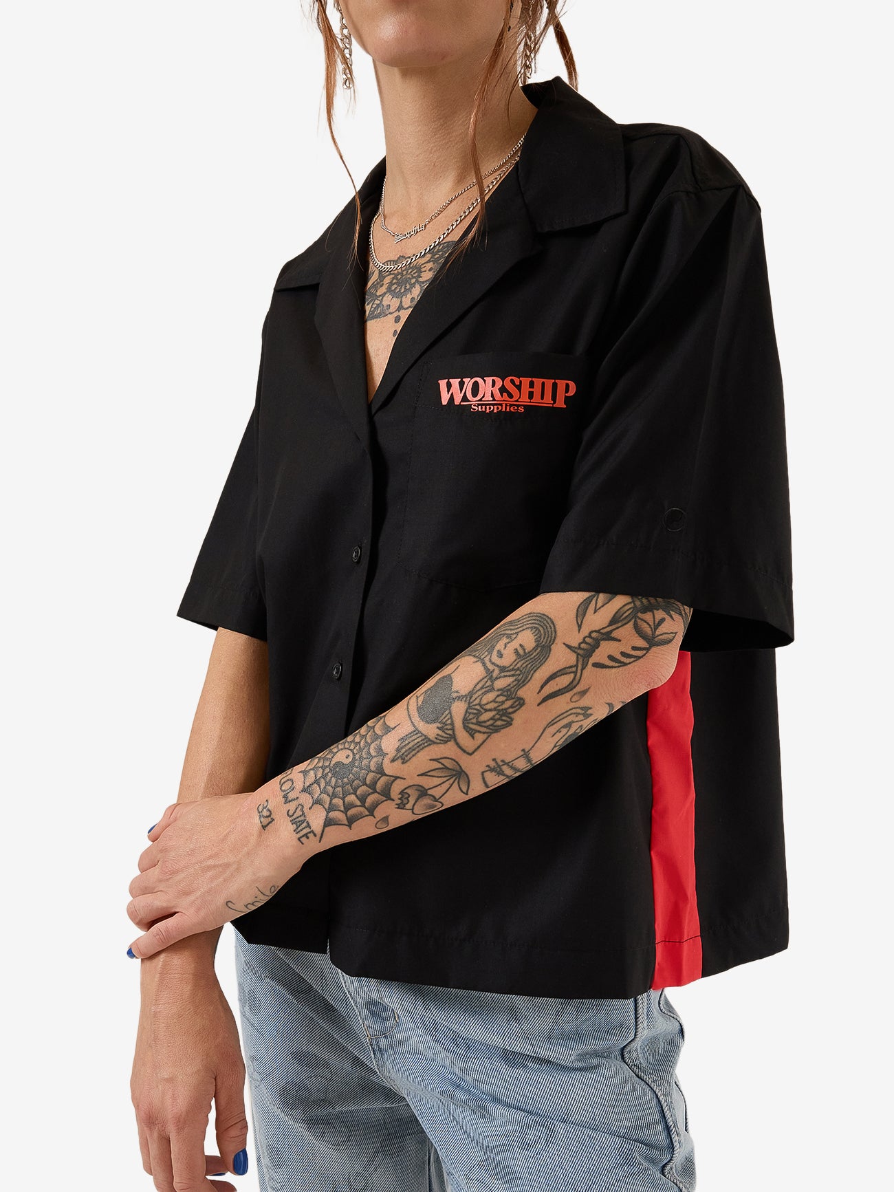 Reckless Bowling Shirt - Black Red Contrast 4