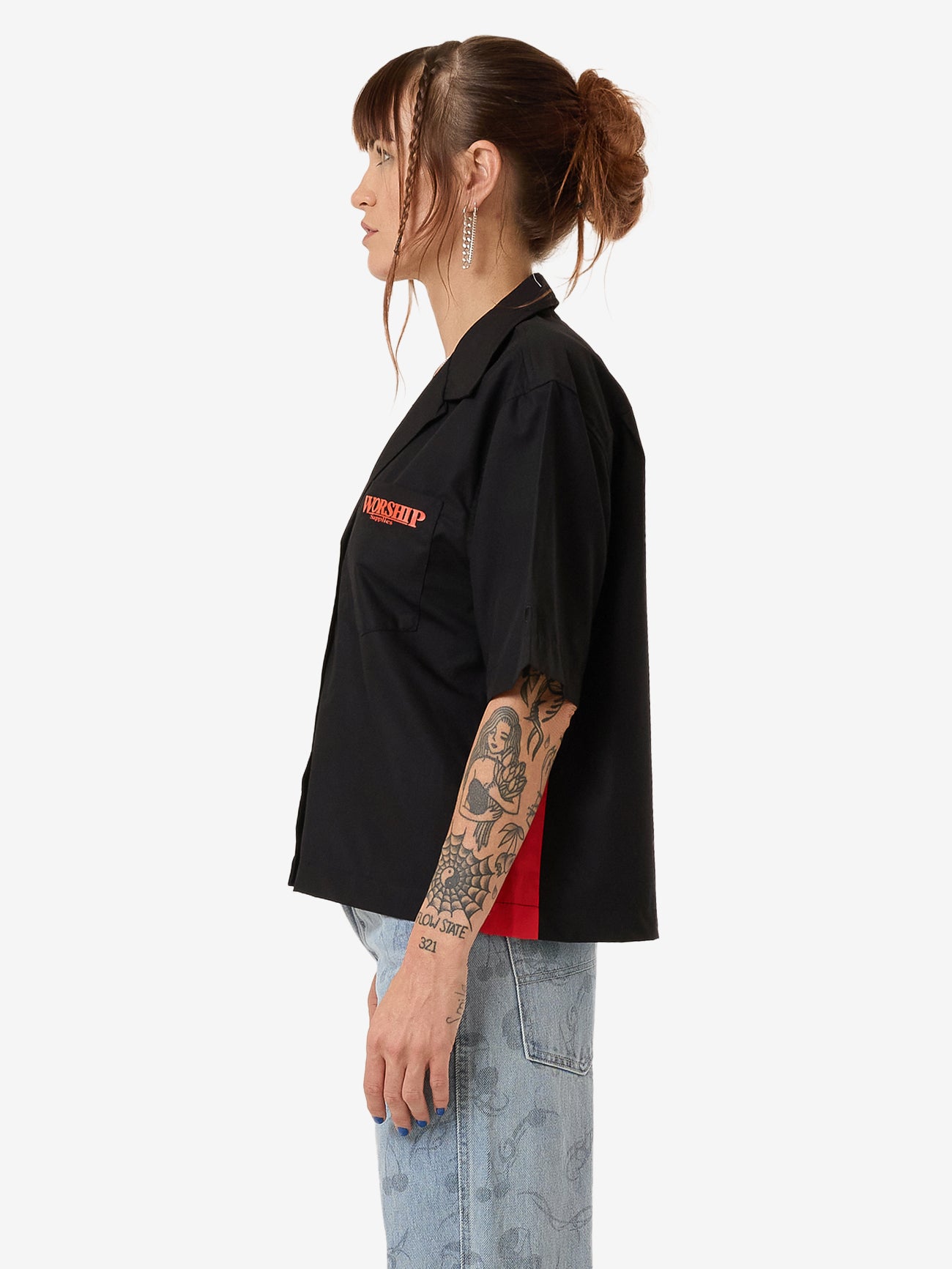 Reckless Bowling Shirt - Black Red Contrast 4